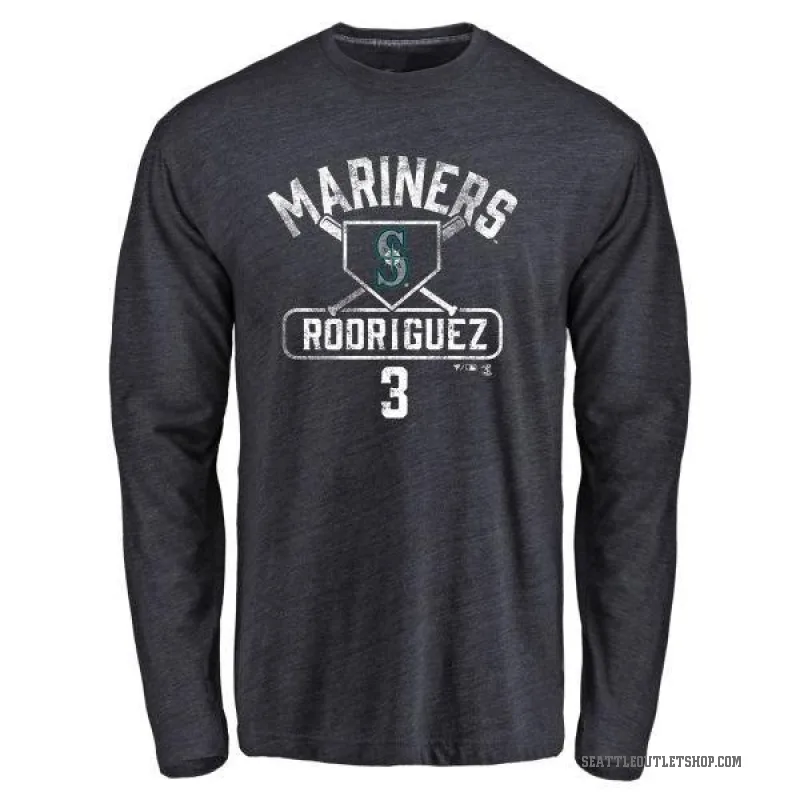 Alex Rodriguez Men's Navy Seattle Mariners Base Runner Long Sleeve T-Shirt -