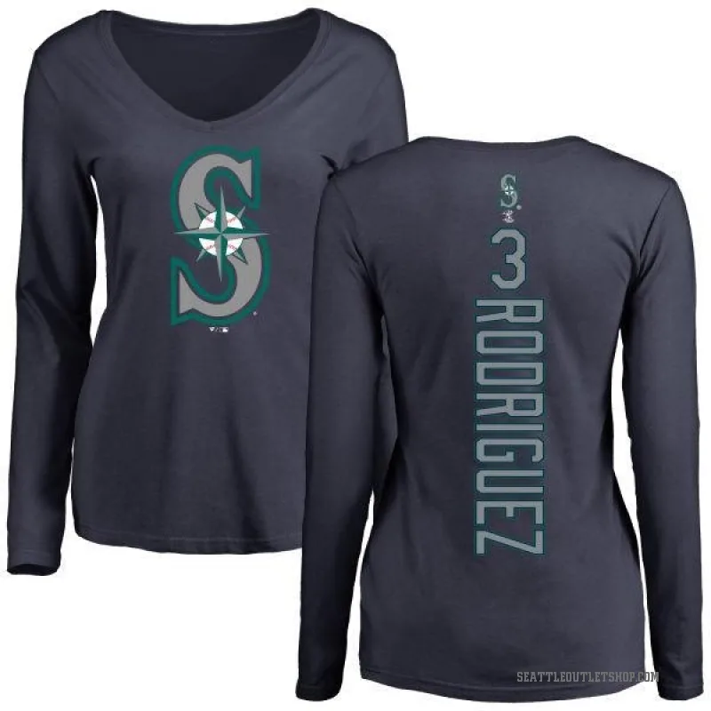 Alex Rodriguez Women's Navy Seattle Mariners Backer Slim Fit Long Sleeve T-Shirt -