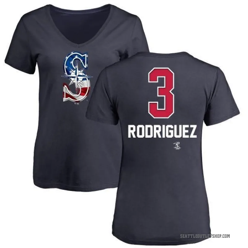 Alex Rodriguez Women's Navy Seattle Mariners Name and Number Banner Wave V-Neck T-Shirt -