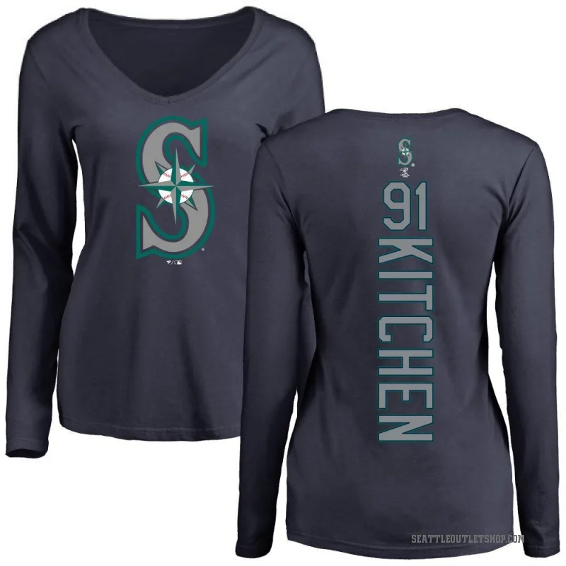 Austin Kitchen Women's Navy Seattle Mariners Backer Slim Fit Long Sleeve T-Shirt -
