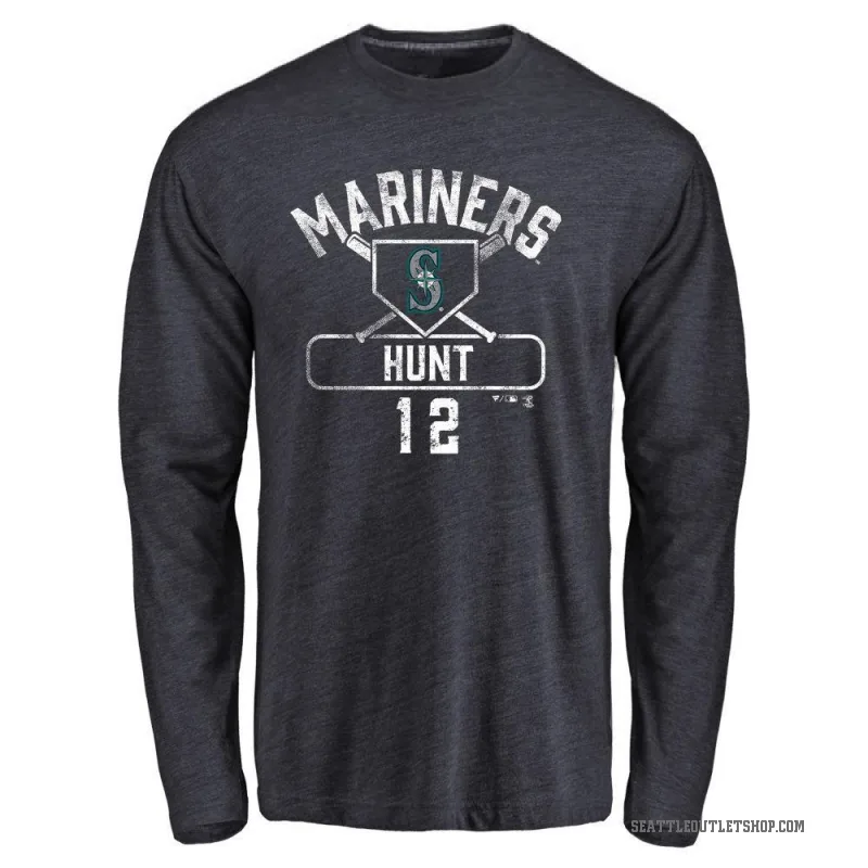 Blake Hunt Men's Navy Seattle Mariners Base Runner Long Sleeve T-Shirt -