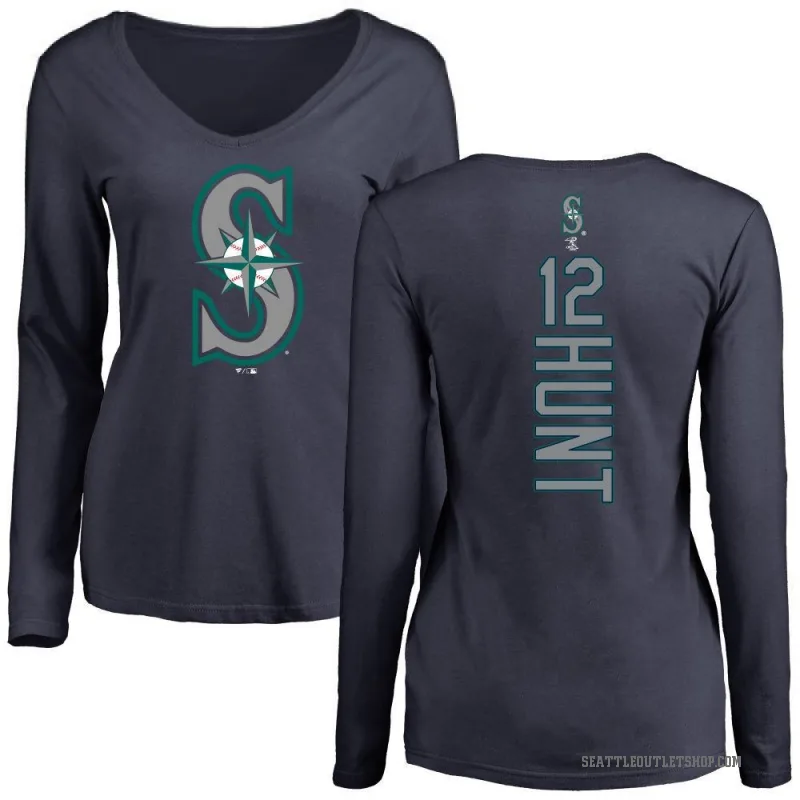 Blake Hunt Women's Navy Seattle Mariners Backer Slim Fit Long Sleeve T-Shirt -