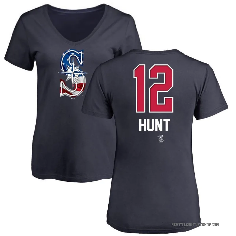 Blake Hunt Women's Navy Seattle Mariners Name and Number Banner Wave V-Neck T-Shirt -