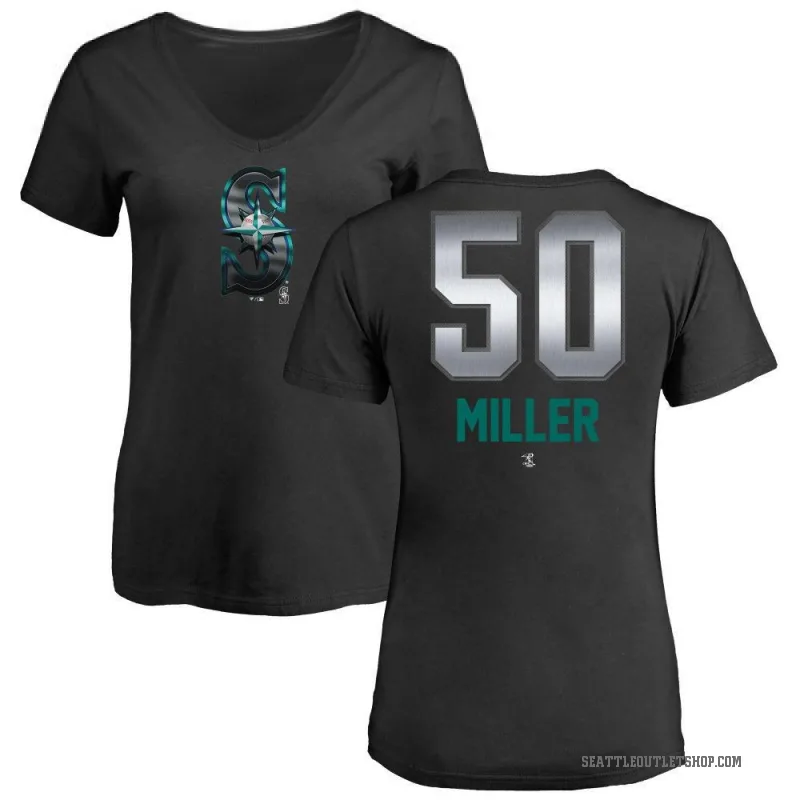 Bryce Miller Women's Black Seattle Mariners Midnight Mascot V-Neck T-Shirt -