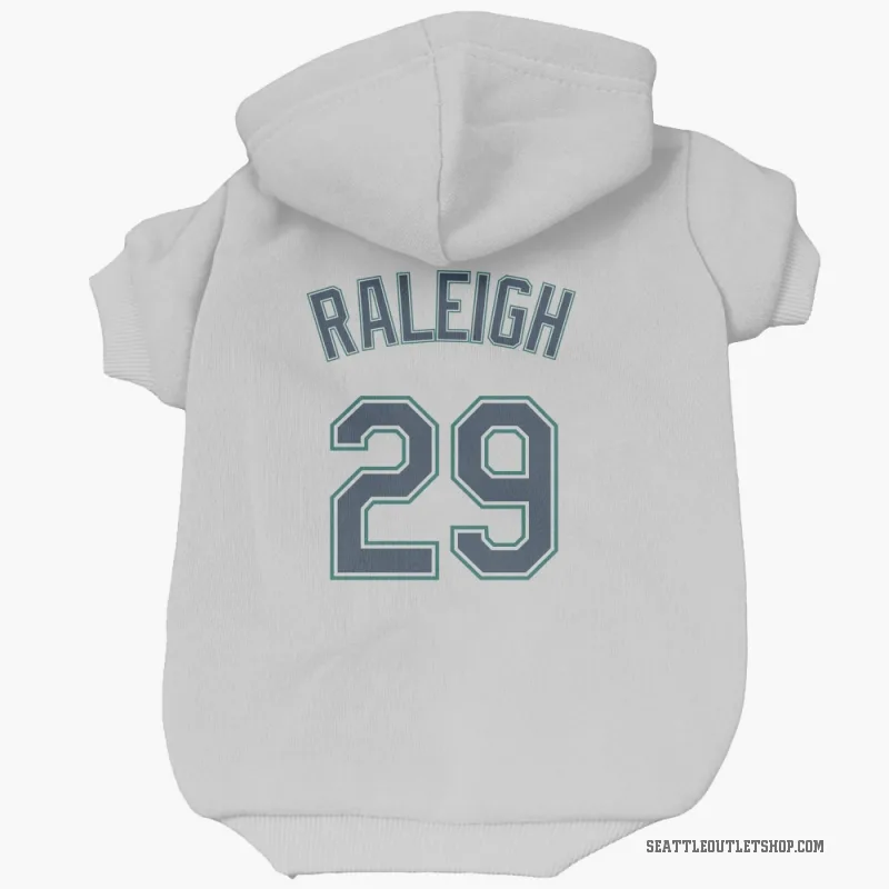 Cal Raleigh White Seattle Mariners Cat & Dog Pet Hoodie
