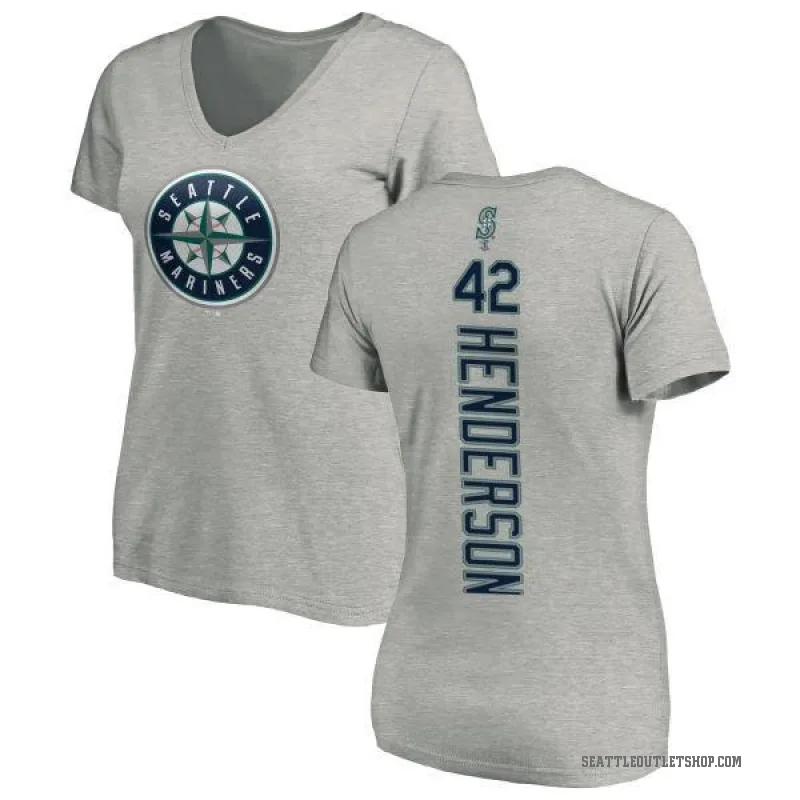 Dave Henderson Women's Ash Seattle Mariners Backer Slim Fit T-Shirt -