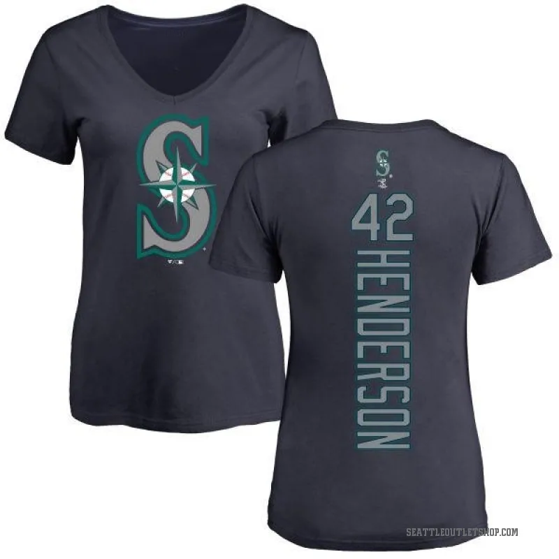 Dave Henderson Women's Navy Seattle Mariners Backer Slim Fit T-Shirt -