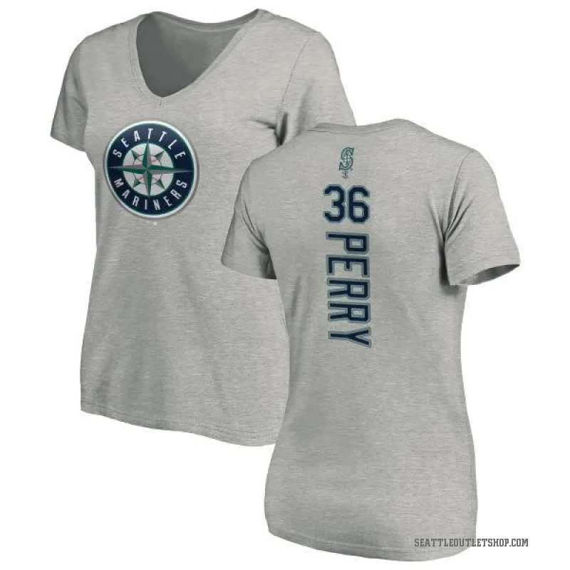 Gaylord Perry Women's Ash Seattle Mariners Backer Slim Fit T-Shirt -