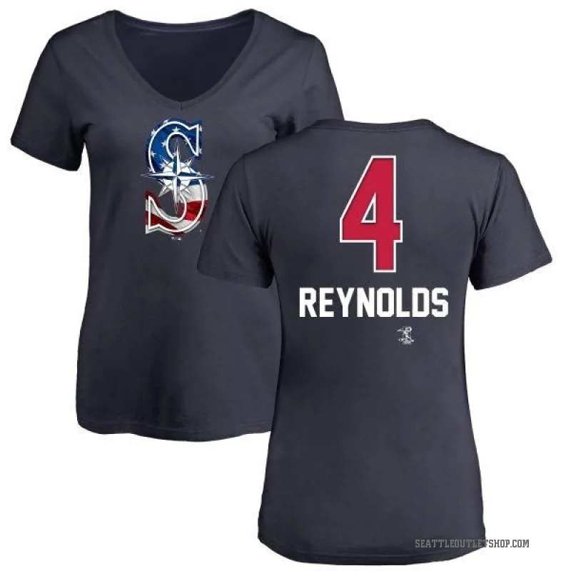 Harold Reynolds Women's Navy Seattle Mariners Name and Number Banner Wave V-Neck T-Shirt -