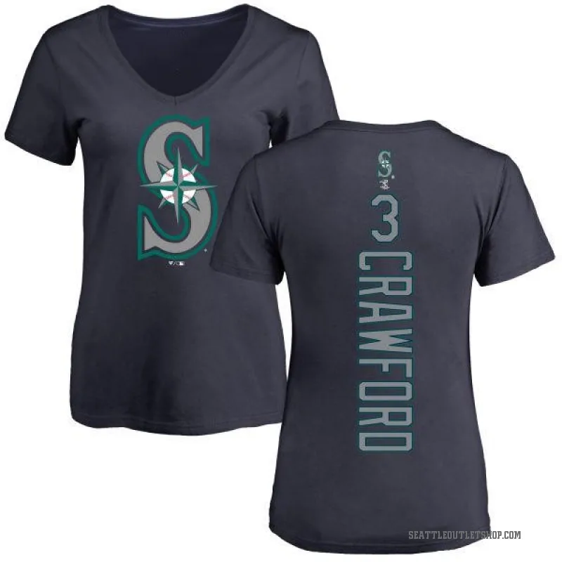 J.P. Crawford Women's Navy Seattle Mariners Backer Slim Fit T-Shirt -