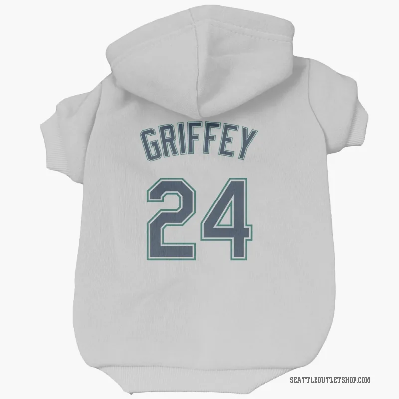 Ken Griffey  White Seattle Mariners  Cat & Dog Pet Hoodie