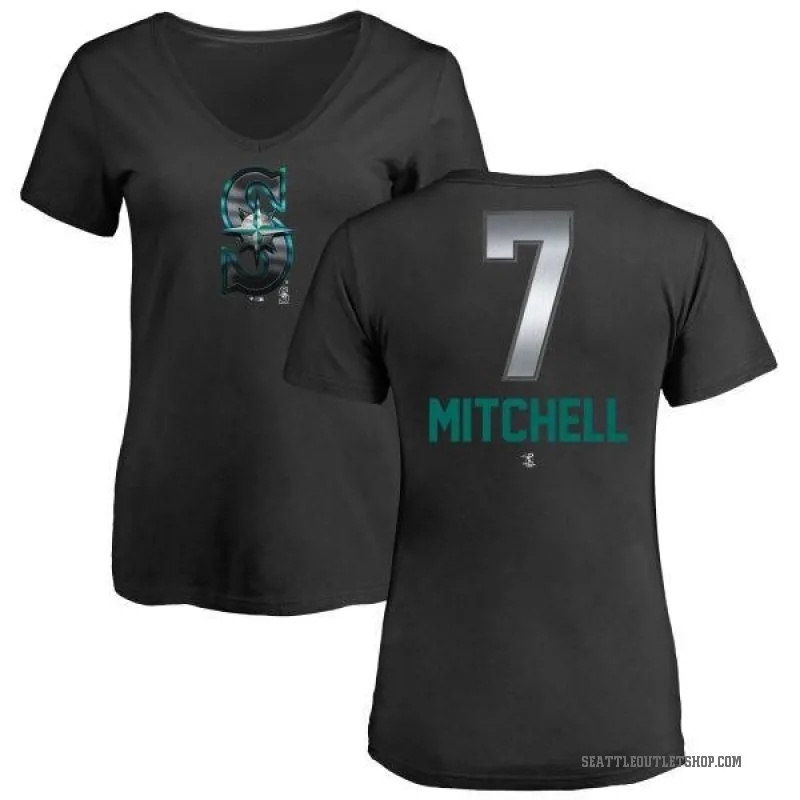Kevin Mitchell Women's Black Seattle Mariners Midnight Mascot V-Neck T-Shirt -
