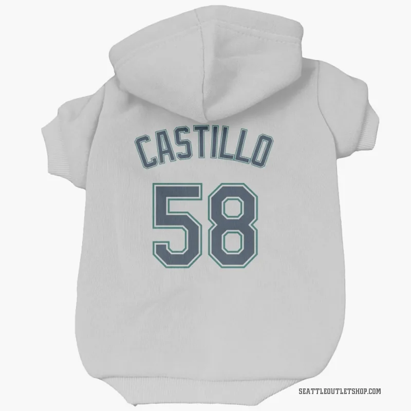 Luis Castillo  White Seattle Mariners  Cat & Dog Pet Hoodie
