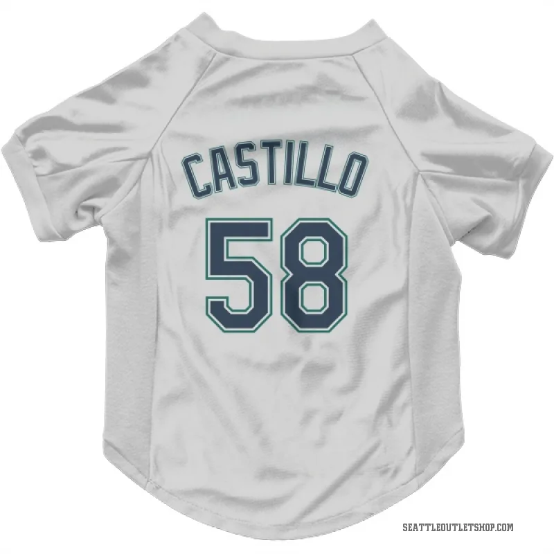 Luis Castillo  White Seattle Mariners  Cat & Dog Pet Jersey