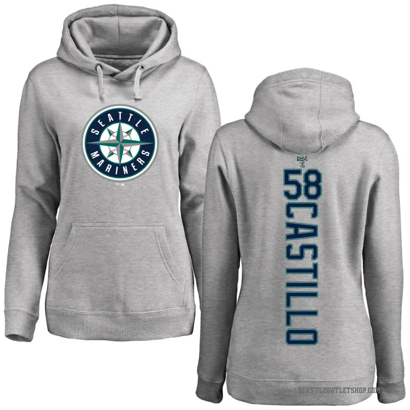 Luis Castillo Women's Seattle Mariners Ash Backer Pullover Hoodie