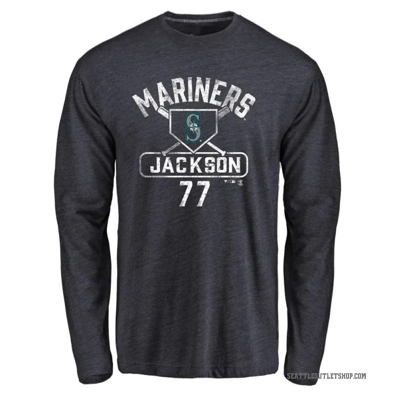 Luke Jackson Men's Navy Seattle Mariners Base Runner Long Sleeve T-Shirt -
