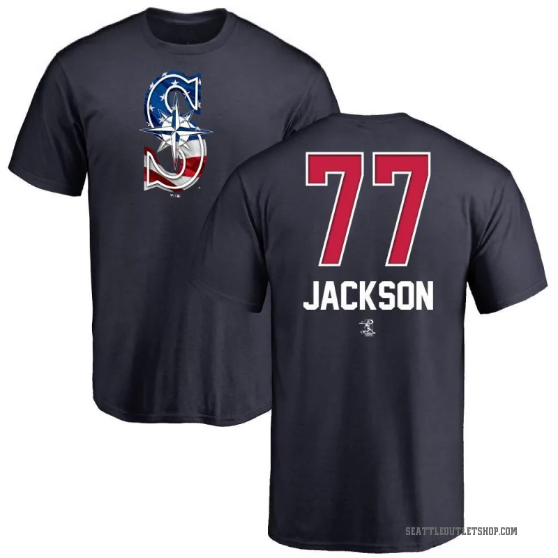Luke Jackson Men's Navy Seattle Mariners Name and Number Banner Wave T-Shirt -