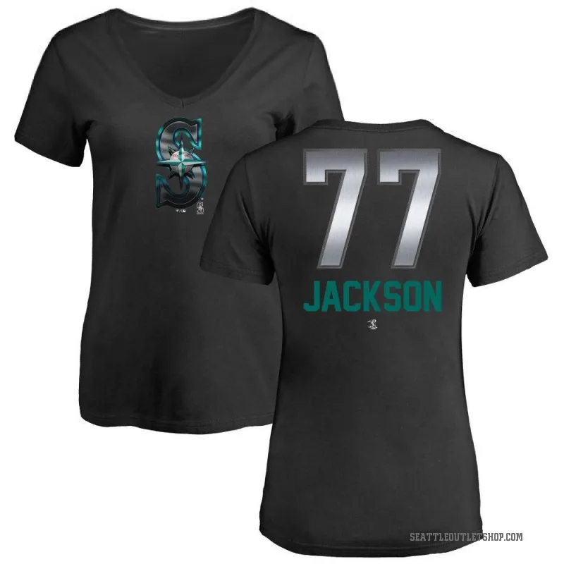 Luke Jackson Women's Black Seattle Mariners Midnight Mascot V-Neck T-Shirt -