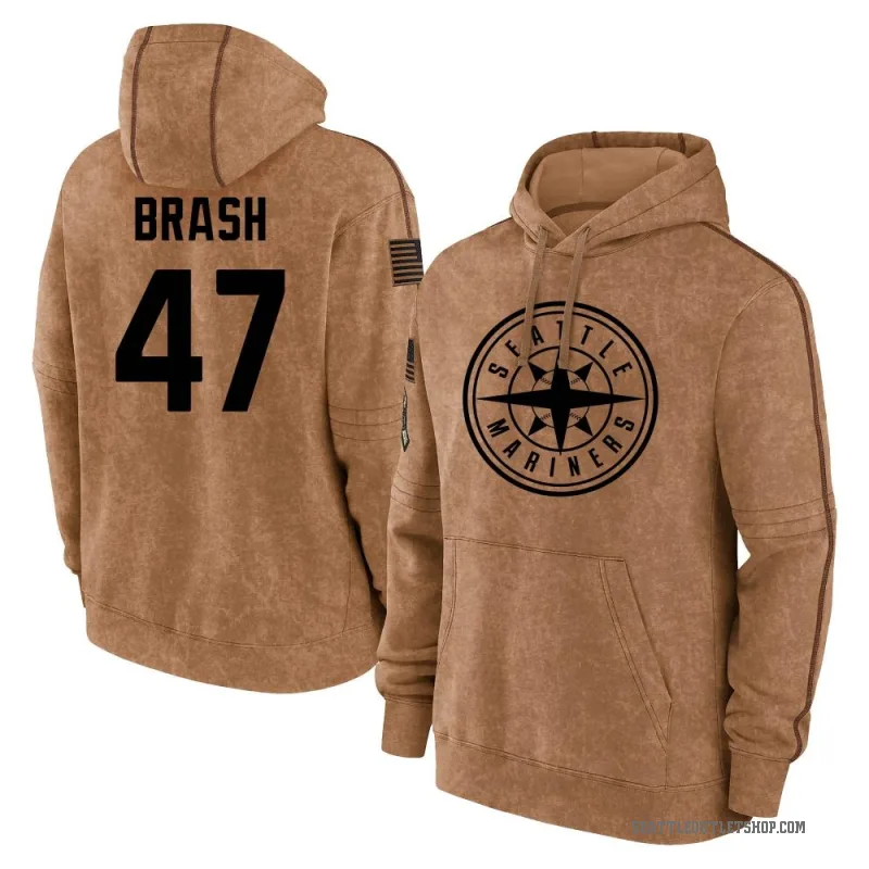 Matt Brash Men's Brown Seattle Mariners 2023 Salute to Service Club Pullover Hoodie