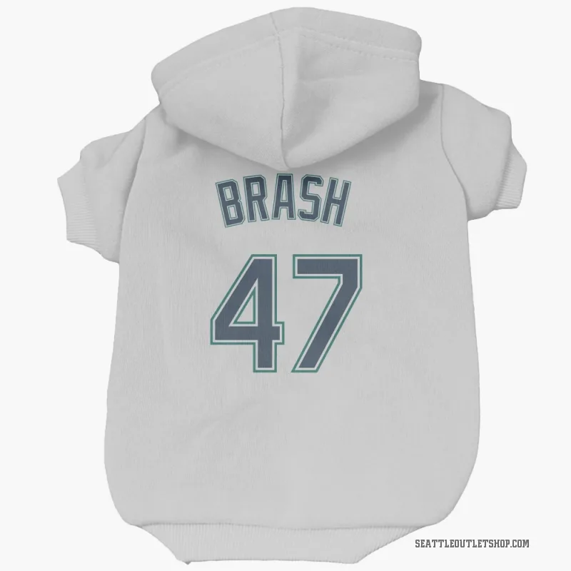 Matt Brash White Seattle Mariners Cat & Dog Pet Hoodie