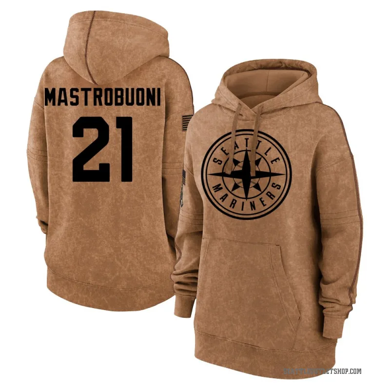 Miles Mastrobuoni Women's Brown Seattle Mariners 2023 Salute to Service Pullover Hoodie
