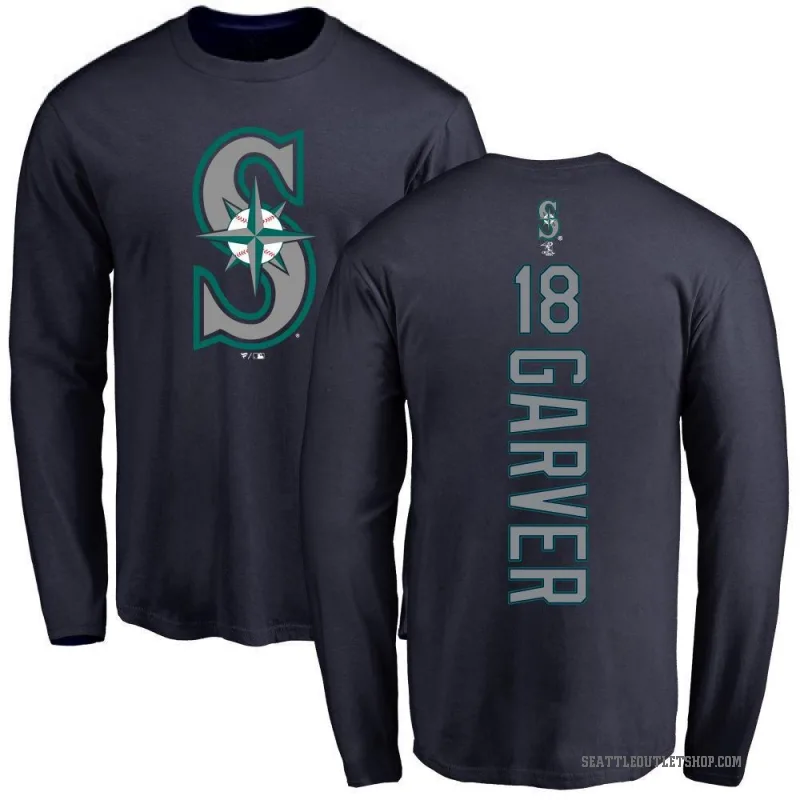 Mitch Garver Men's Navy Seattle Mariners Backer Long Sleeve T-Shirt -