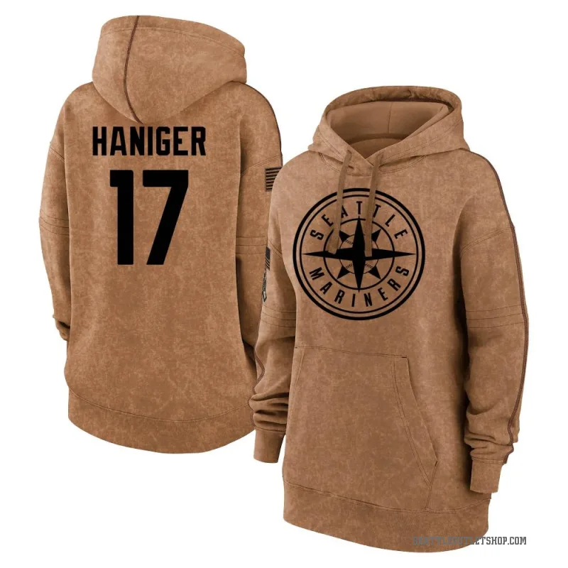 Mitch Haniger Women's Brown Seattle Mariners 2023 Salute to Service Pullover Hoodie