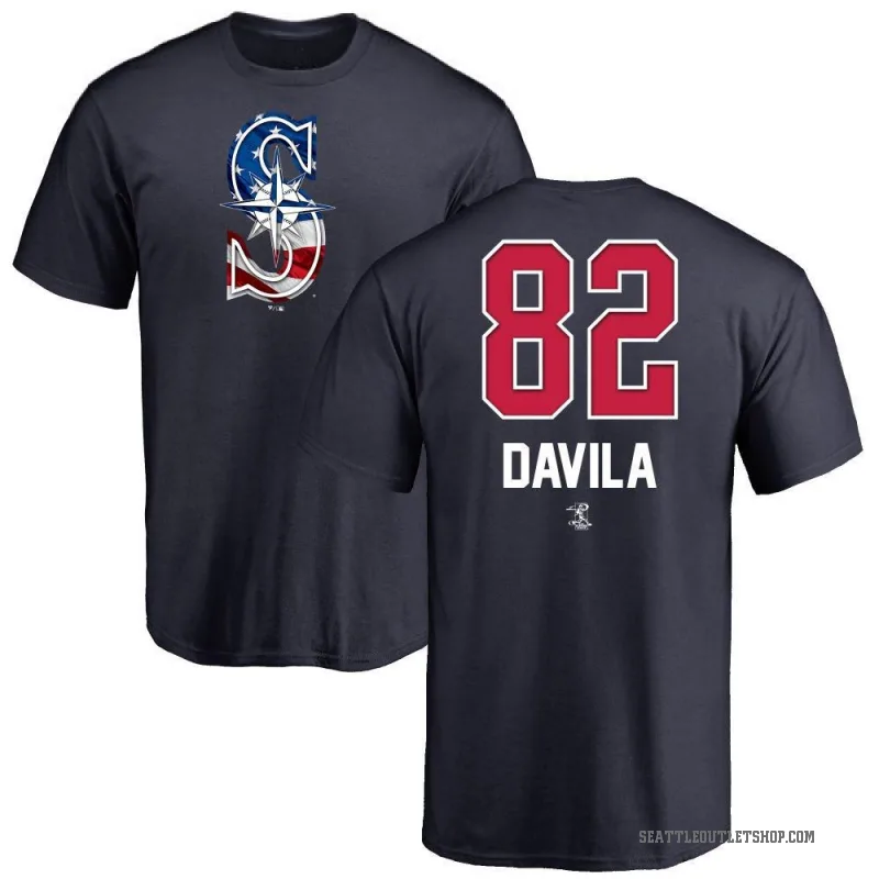 Nick Davila Youth Navy Seattle Mariners Name and Number Banner Wave T-Shirt -