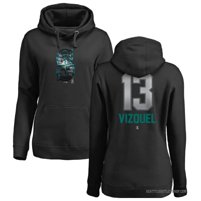 Omar Vizquel Women's Black Seattle Mariners Branded Midnight Mascot Pullover Hoodie -