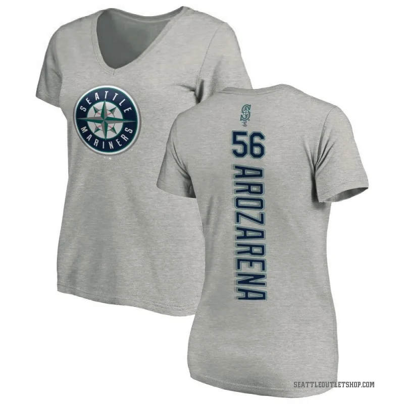Randy Arozarena Women's Ash Seattle Mariners Backer Slim Fit T-Shirt -