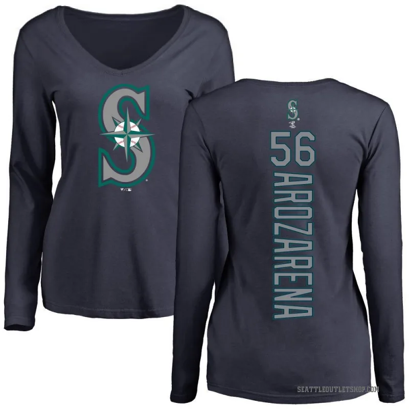 Randy Arozarena Women's Navy Seattle Mariners Backer Slim Fit Long Sleeve T-Shirt -
