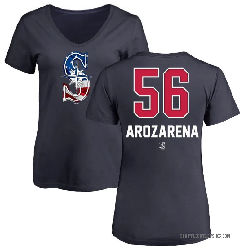Randy Arozarena Women's Navy Seattle Mariners Name and Number Banner Wave V-Neck T-Shirt -