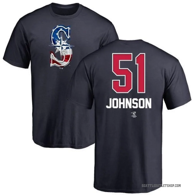 Randy Johnson Men's Navy Seattle Mariners Name and Number Banner Wave T-Shirt -