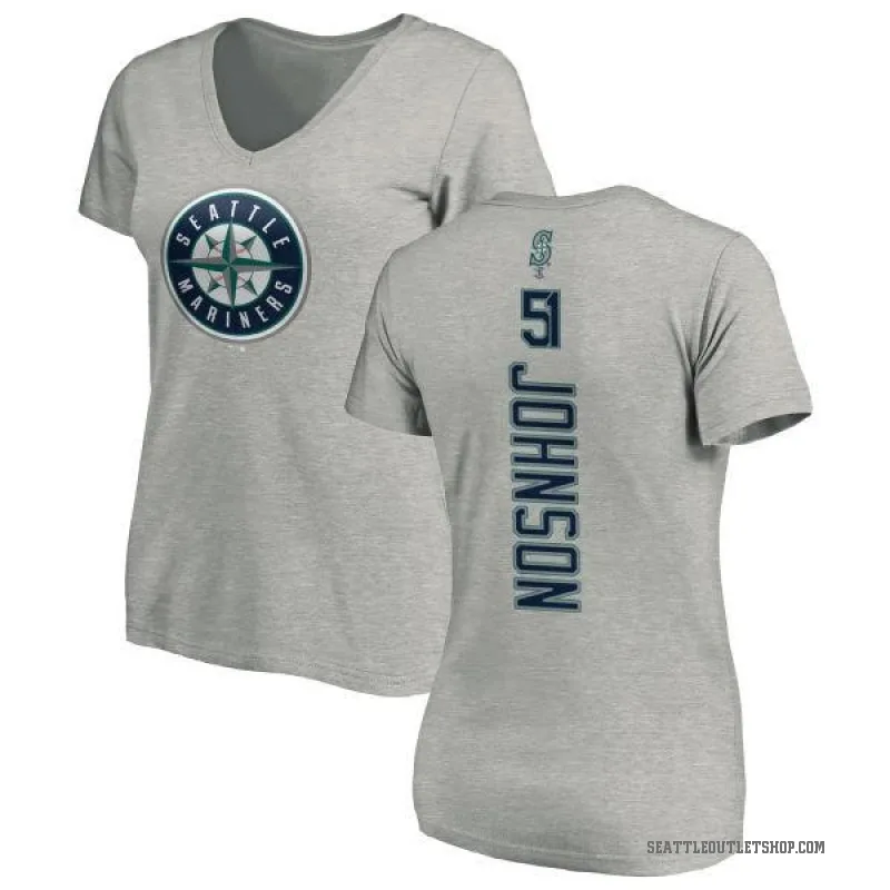 Randy Johnson Women's Ash Seattle Mariners Backer Slim Fit T-Shirt -
