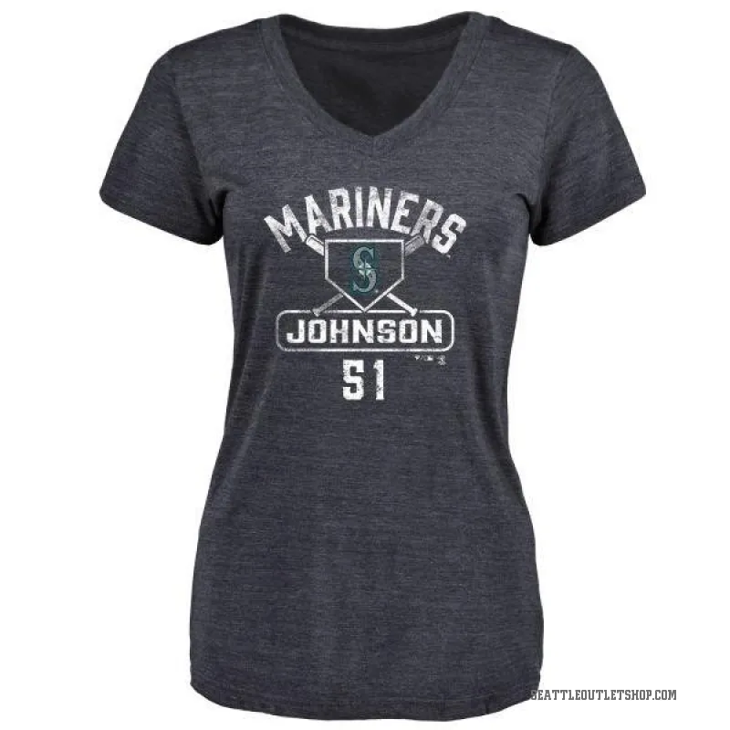 Randy Johnson Women's Navy Seattle Mariners Base Runner T-Shirt -