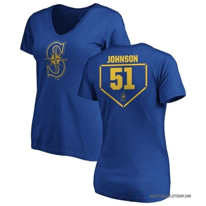 Randy Johnson Women's Royal Seattle Mariners RBI Slim Fit V-Neck T-Shirt -